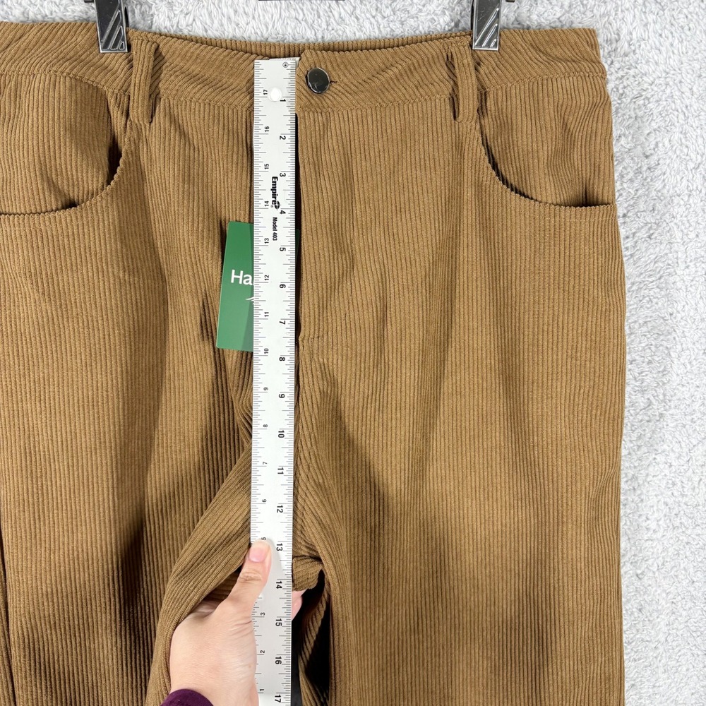NEW Halara High Waisted Corduroy Casual Baggy Wide Leg Pant Size L Tan Comfort - Picture 3 of 6